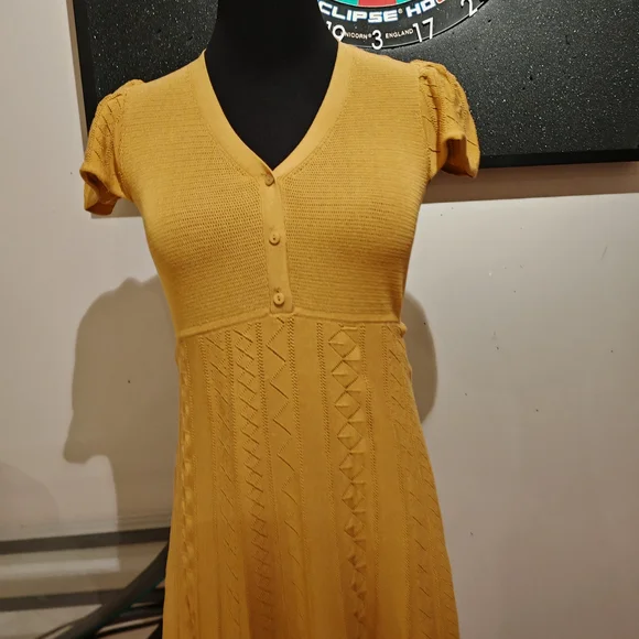 ba&sh Mustard Mini Dress with Short Sleeves 0185 - Picture 11 of 15
